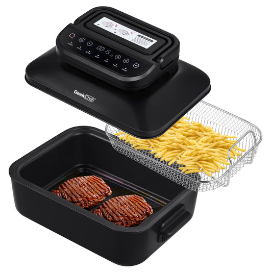 7 In 1 Smokeless Electric Indoor Grill with Air Fry, Roast and Bake