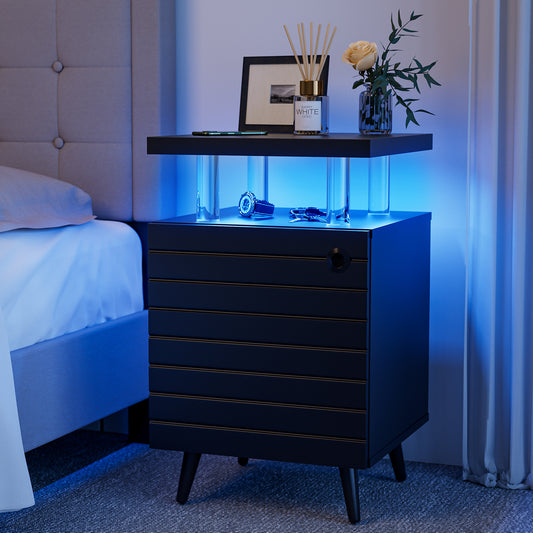 LED Nightstand with Drawers