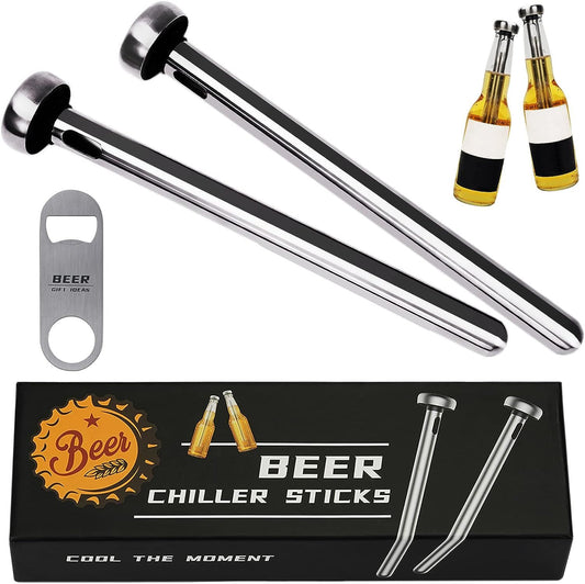 2pc Beer Chiller Sticks w/ 1 Bottle Opener