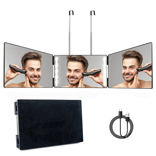 3 Way Mirror with LED Telescopic Hanger