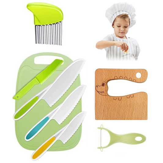 8pc Wooden Kids Safe Knives for Real Cooking