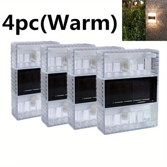 4pcs Solar Wall Lights Outdoor Waterproof LED Step Light